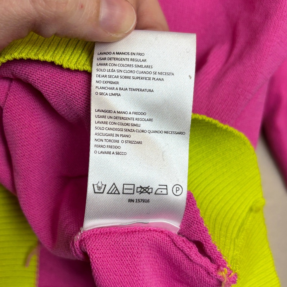 VICTOR GLEMAUD Pink Neon Blue Stripe Colorblock Cardigan Sweater Women's 2X - Picture 16 of 16